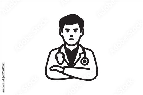 Healthcare Online Call Doctor for Medical Help via Phone. General Practitioner Logo Vector. Doctor Icon