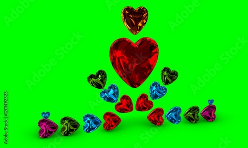abstract illustration beground love from colorful glass valentine green screen