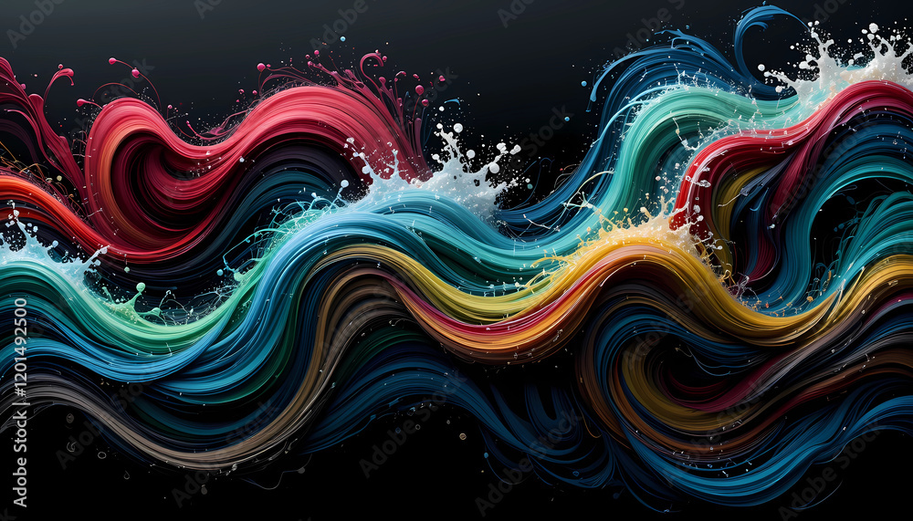 Waves of color create a dynamic patterns abstract of movement and energy Waves of color create a dynamic patterns abstract of movement and energy