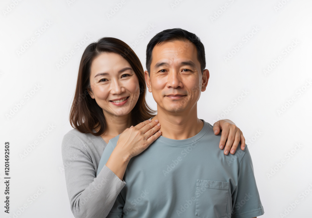 Happily married senior couple embracing each other and smiling with joy - isolated on white Happily married senior couple embracing each other and smiling with joy - isolated on white