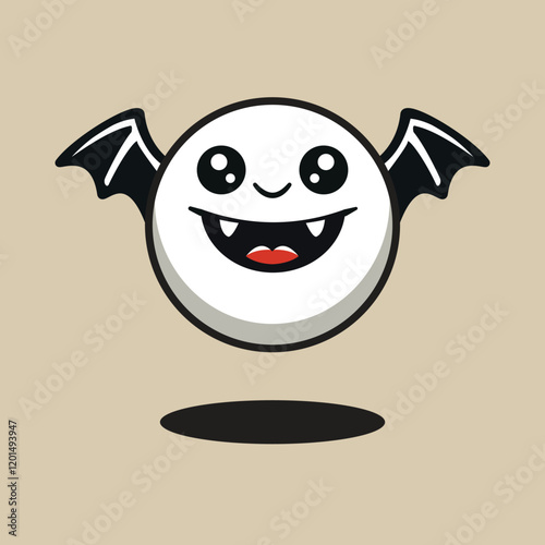 Cartoon Vampire Bat with Smiling Face and Fangs - Perfect for Halloween, Kids’ Party Themes, and Fun Character Designs