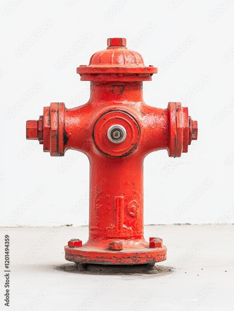Bright red fire hydrant stands prominently against a neutral background for easy accessibility in emergency situations Bright red fire hydrant stands prominently against a neutral background for easy accessibility in emergency situations