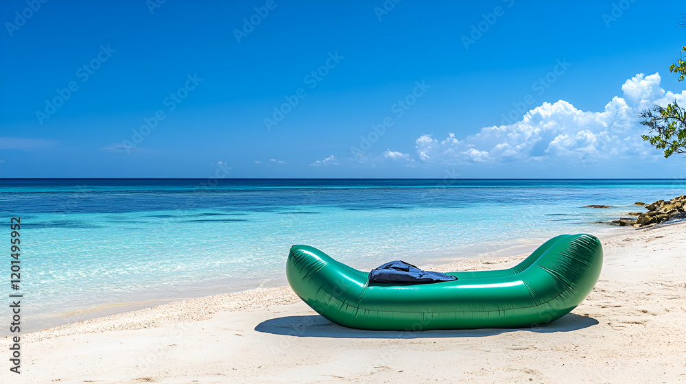 A beautiful and the beach sea on the blue background , with the green sofa on the blue sea background , landscape with the sand on the blue sea background A beautiful and the beach sea on the blue background , with the green sofa on the blue sea background , landscape with the sand on the blue sea background