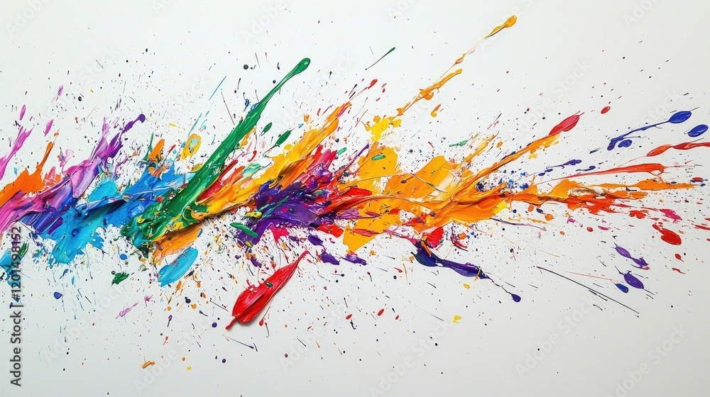Dynamic abstract splatter painting with vibrant colors. Bold brushstrokes and expressive drips create energy and modern artistic composition. Generative AI Dynamic abstract splatter painting with vibrant colors. Bold brushstrokes and expressive drips create energy and modern artistic composition. Generative AI