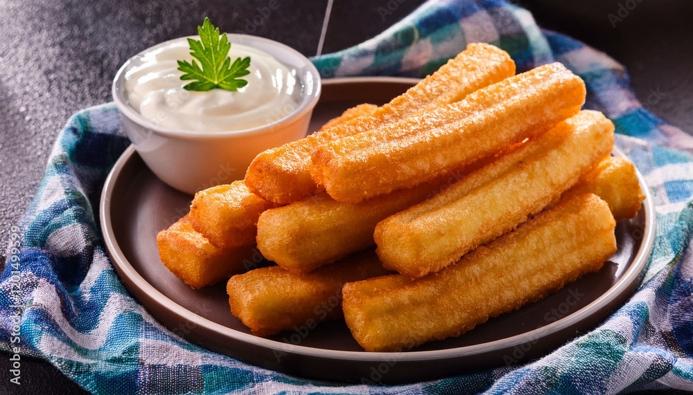 Crispy fried yuca frita sticks Crispy fried yuca frita sticks
