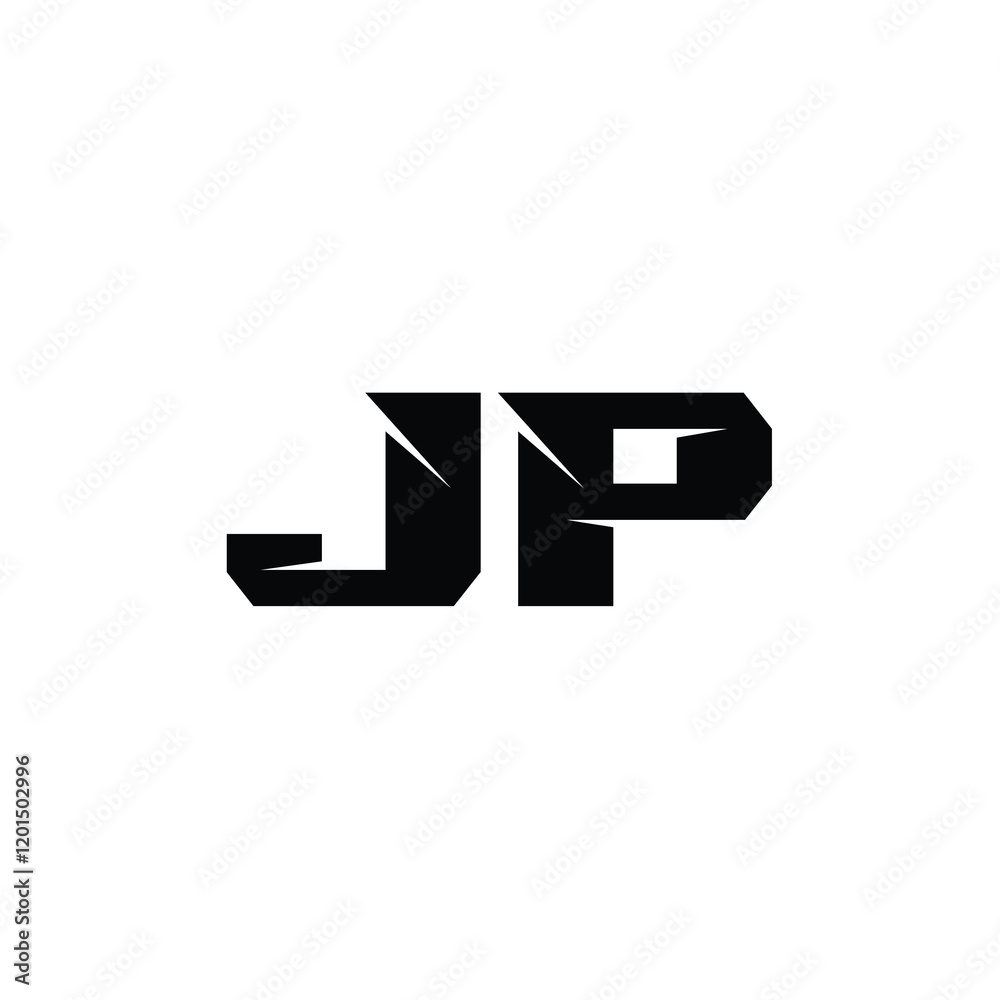 Fototapeta premium JP monogram logo design letter text name symbol monochrome logotype alphabet character simple logo
