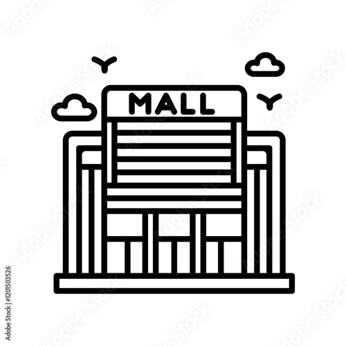Shopping Mall Outline Icon, Vector illustration