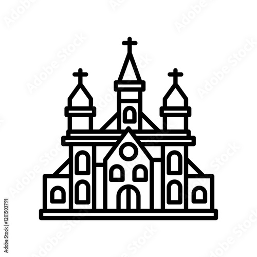 Church Outline Icon, Vector illustration