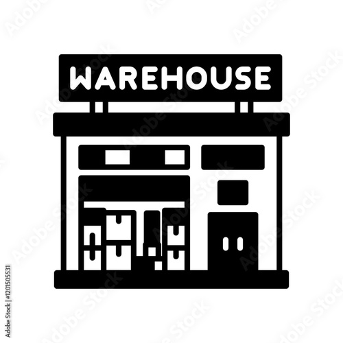 Ware House Glyph Icon, Vector illustration