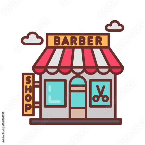 Barber Shop Filled Icons , Vector illustration