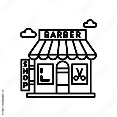 Barber Shop Outline Icon, Vector illustration