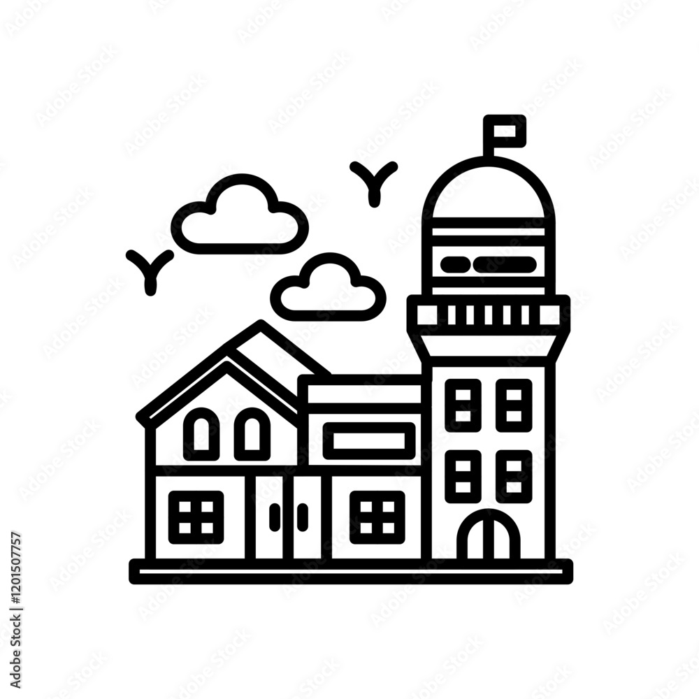 Fototapeta premium Light House Outline Icon, Vector illustration