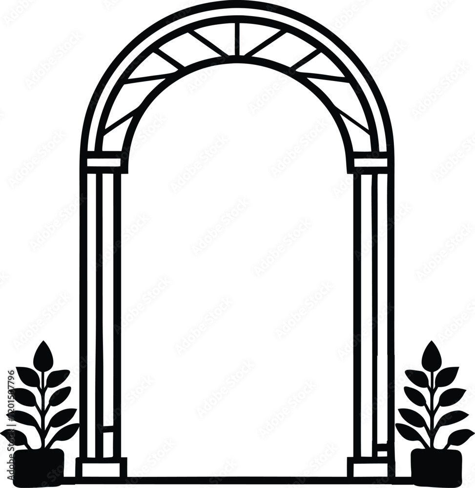 Fototapeta premium Garden arches silhouette vector illustration