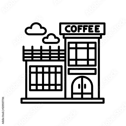Coffee Shop Outline Icon, Vector illustration
