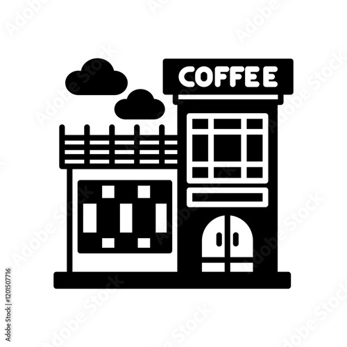 Coffee Shop Glyph Icon, Vector illustration