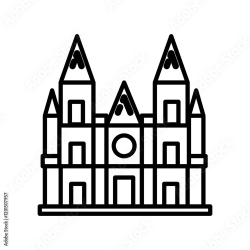 Cathedral Outline Icon, Vector illustration