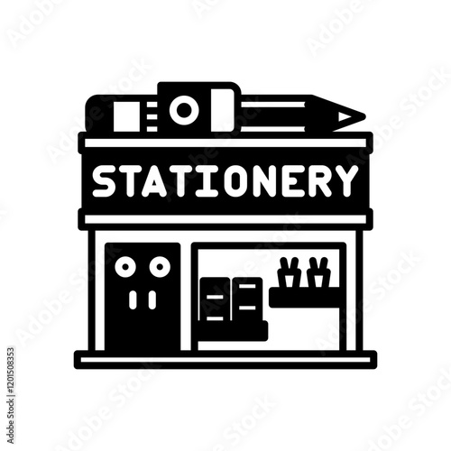 Stationery Store Glyph Icon, Vector illustration