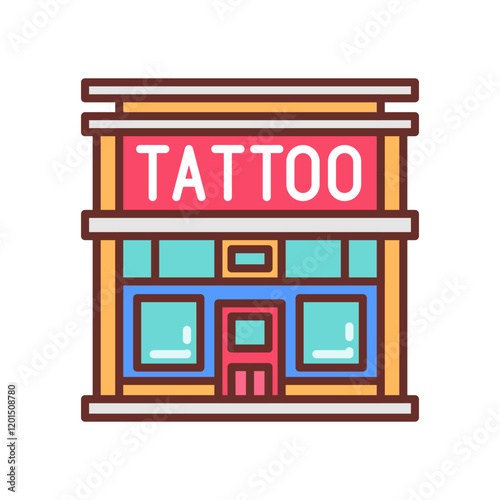 Tattoo Parlor Filled Icons , Vector illustration