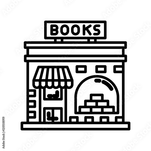 Books Store Outline Icon, Vector illustration
