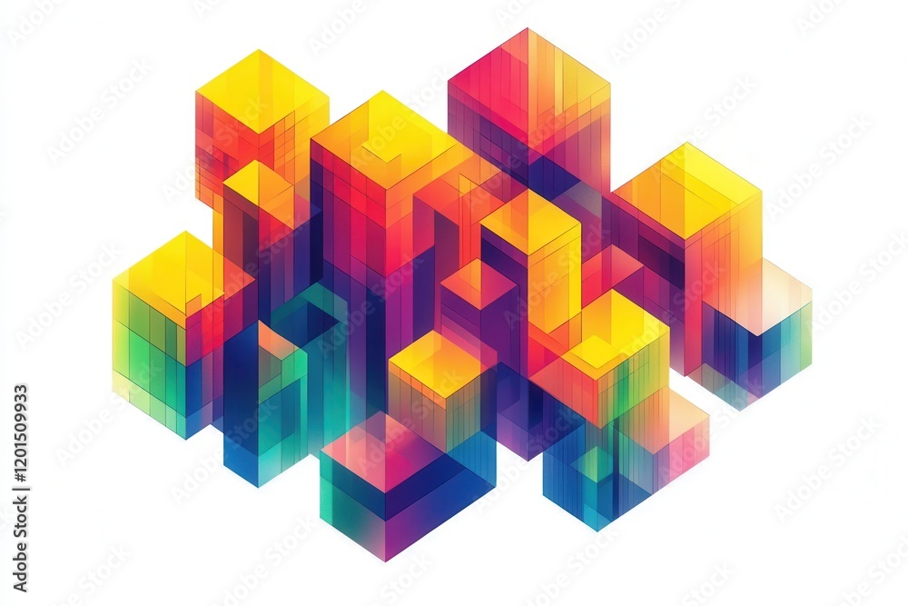 Obraz premium Colorful Geometric Shapes in Vector Design Create a Vibrant and Abstract Composition Suitable for Modern Art and Creative Projects