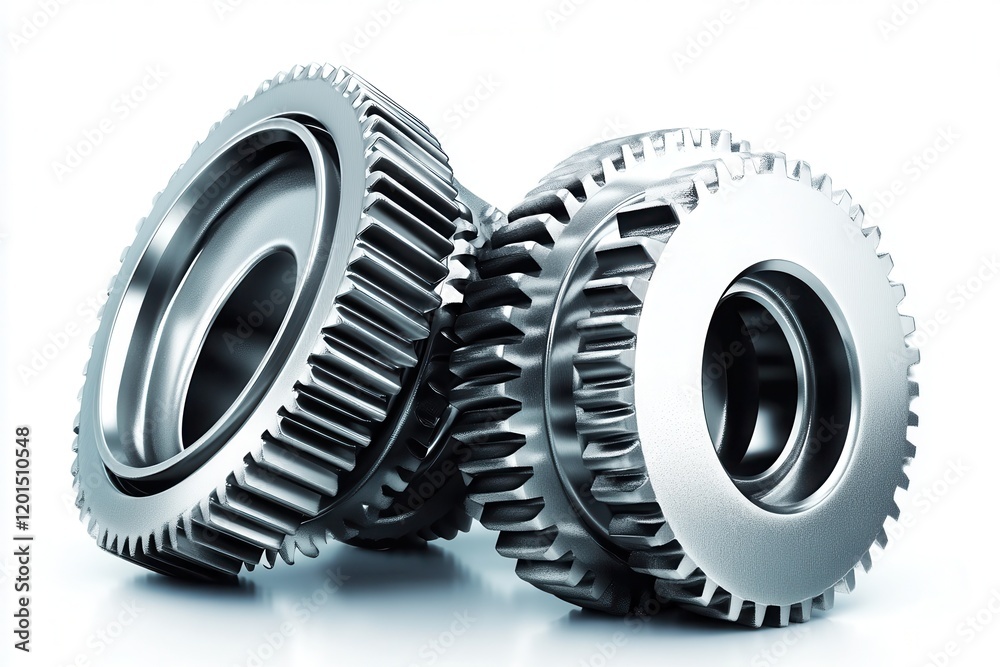 A close-up view of several interlocking gears designed with a smooth metallic finish, showcasing precision engineering and seamless mechanical interaction in a modern industrial context. A close-up view of several interlocking gears designed with a smooth metallic finish, showcasing precision engineering and seamless mechanical interaction in a modern industrial context.