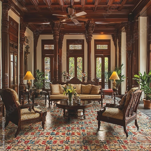 chettinad mansion living room indian interior