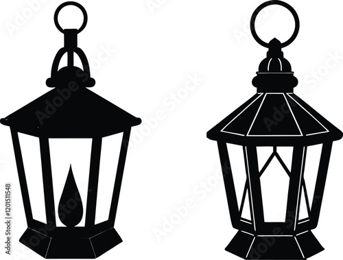 Lantern light silhouette illustration