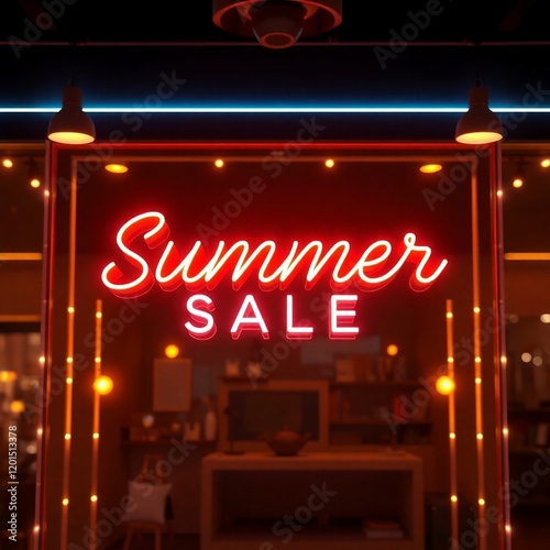 Bright summer sale sign attracting customers to the store