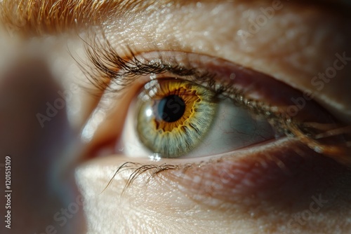 Close up of a woman s eye  applying contact lenses with precision and intricate details photo