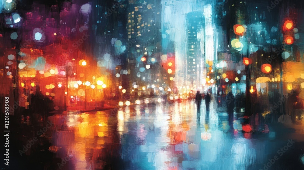 Fototapeta premium Out-of-focus city lights at night.