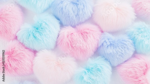 Pastel Fluffy Hearts Background