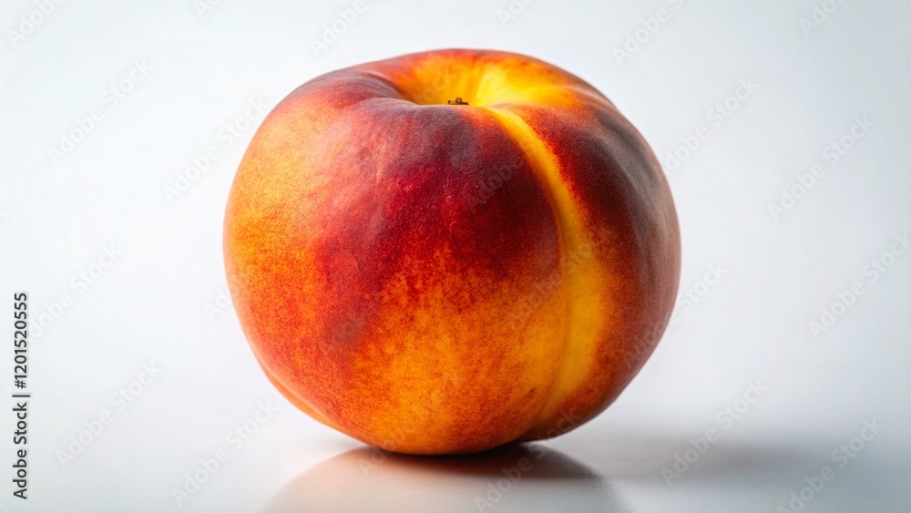 Single Ripe Peach on White Background - Fresh Fruit Stock Photo Single Ripe Peach on White Background - Fresh Fruit Stock Photo