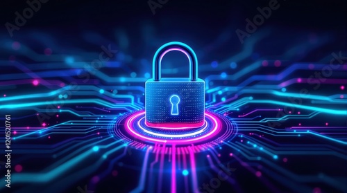 Wallpaper Mural Cybersecurity concept. Glowing padlock on digital circuit board. Data protection, online security, digital privacy Torontodigital.ca