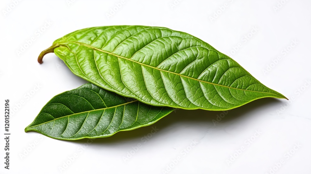 Obraz premium green cocoa leaf isolated on white