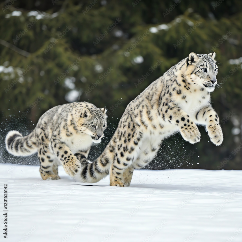 Fototapeta premium jumping white tiger in the snow