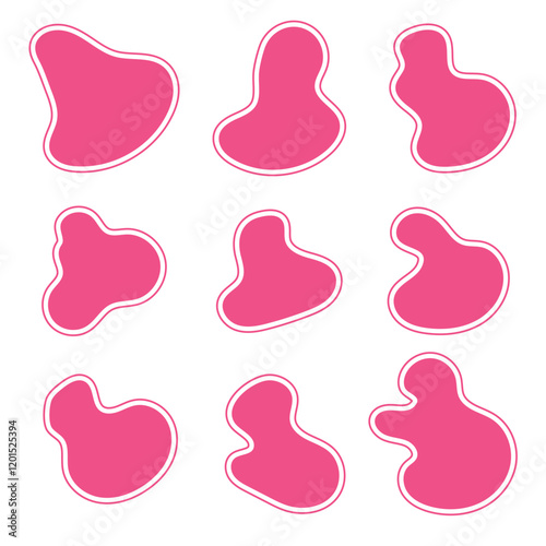 Organic blob shape abstract pink color. Vector illustration isolated on white background