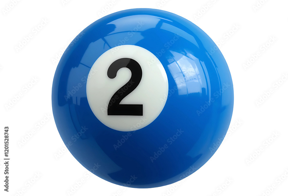 A pool ball number Two Blue colour isolated on white background A pool ball number Two Blue colour isolated on white background