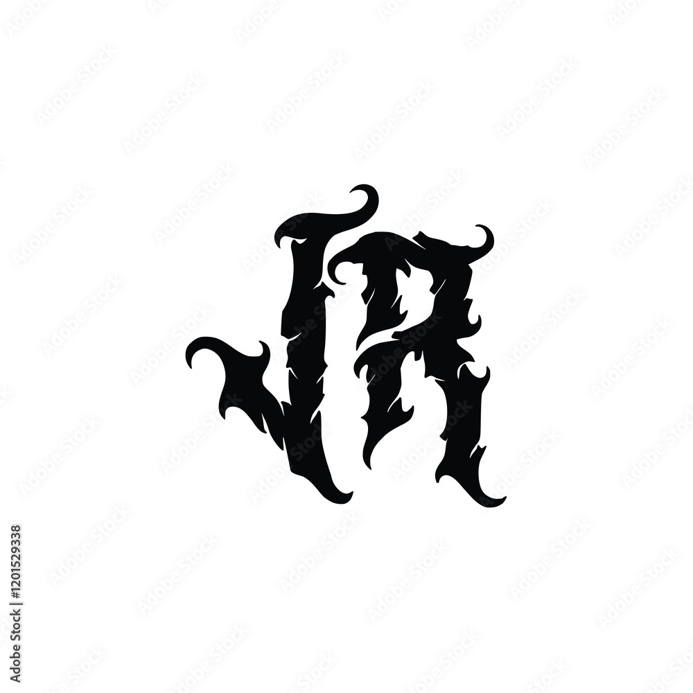 Obraz premium JR monogram logo design letter text name symbol monochrome logotype alphabet character simple logo