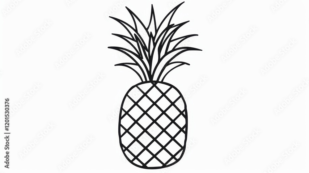 A simple black and white illustration of a pineapple. A simple black and white illustration of a pineapple.