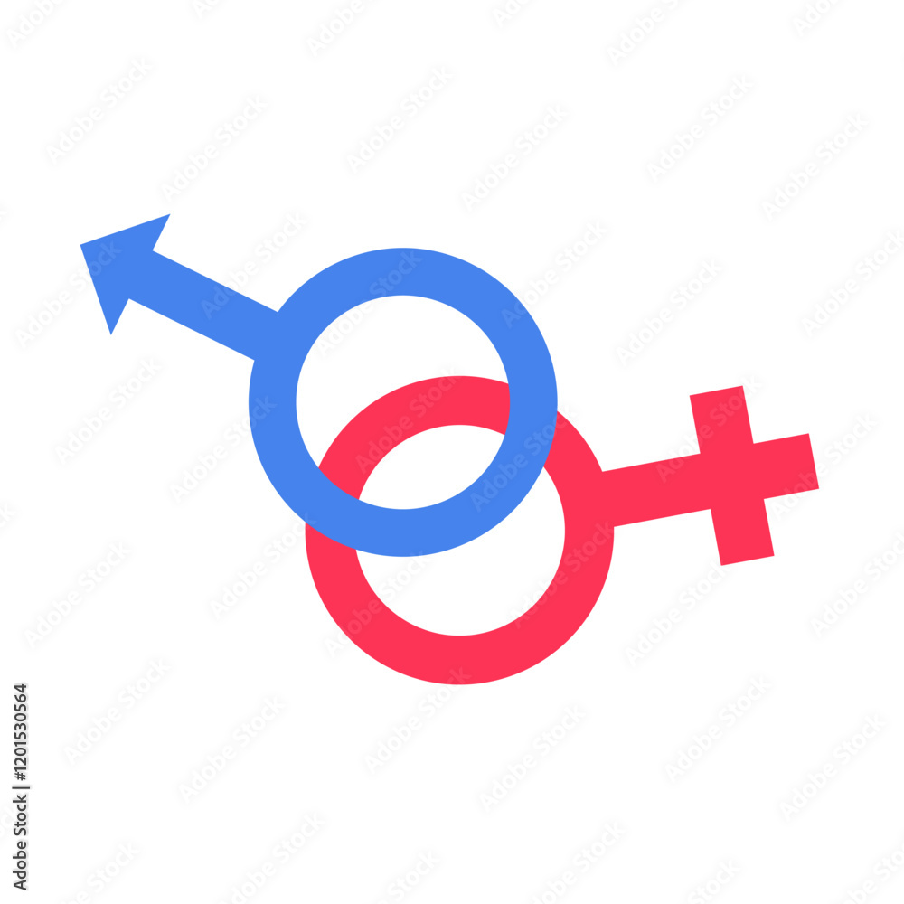 Gender Equality Symbols Interlinked In Flat Vector Illustration Symbolizing Equality, Gender Identity, And Social Awareness, Isolated On White Background Gender Equality Symbols Interlinked In Flat Vector Illustration Symbolizing Equality, Gender Identity, And Social Awareness, Isolated On White Background
