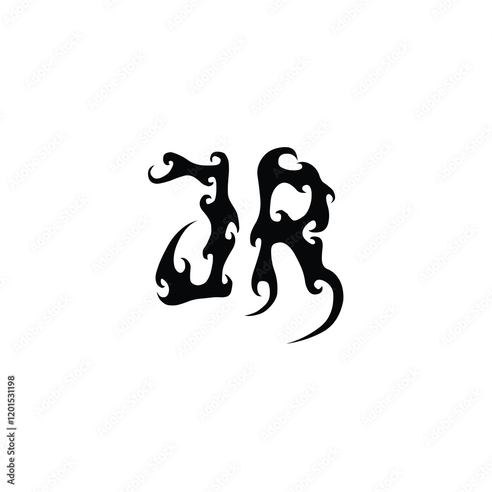 JR monogram logo design letter text name symbol monochrome logotype alphabet character simple logo JR monogram logo design letter text name symbol monochrome logotype alphabet character simple logo