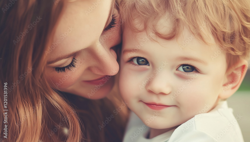 Heartwarming Close-Up of Mother and Child Sharing a Loving Moment with Natural Light and Gentle Expressions Heartwarming Close-Up of Mother and Child Sharing a Loving Moment with Natural Light and Gentle Expressions