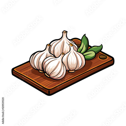 A detailed vector illustration of fresh garlic cloves, peeled and ready for use, with a realistic and stylized depiction of their textures and colors.