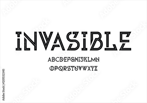 Invasible font for logo and headline. Isolated vector typeset