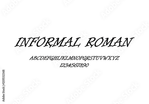 Informal Roman font for logo and headline. Isolated vector typeset