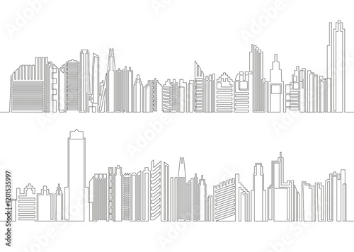 Continuous line drawing of house and residential building concept with a panoramic view