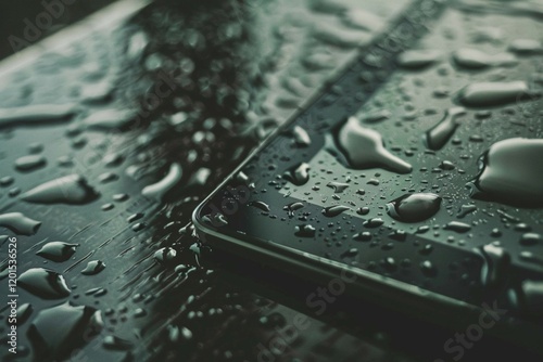 Close-up raindrops on glass surface capturing delicate nature of rainfall and weather