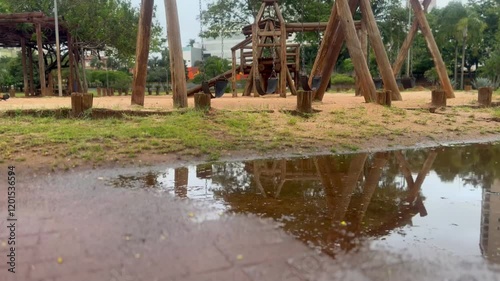 Children's playground with water