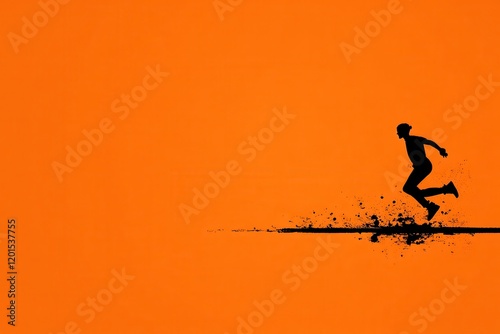 Wallpaper Mural Energetic silhouette of a runner sprinting against a bright orange background, showcasing motion and vitality with space for text overlay or branding use Torontodigital.ca