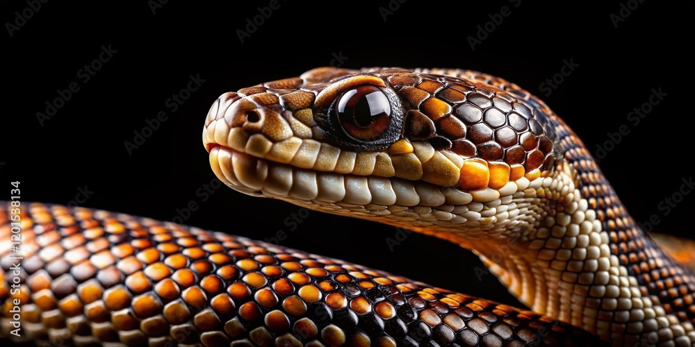 Fototapeta premium Striking Snake Close-up: High-Detail Reptile Photography